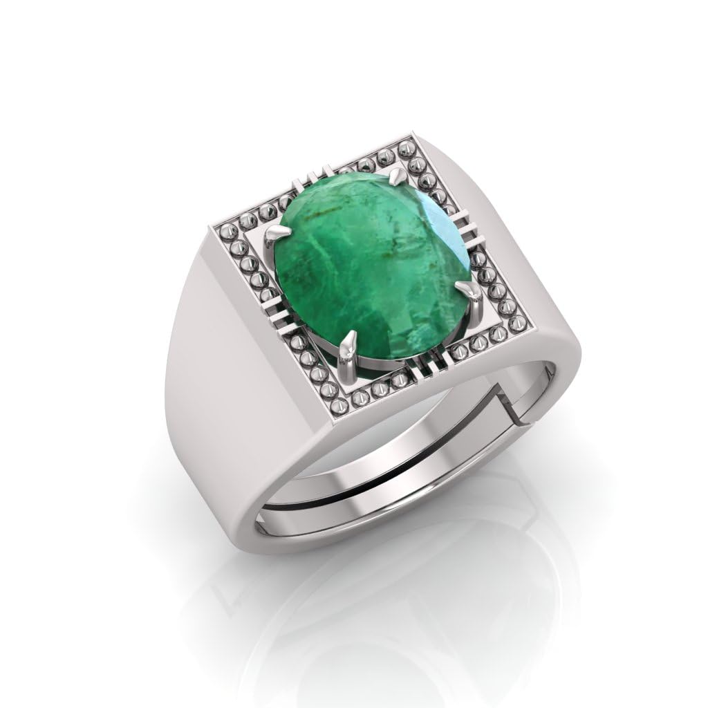 PRANJAL GEMS 15.25 Ratti Panna Stone Original Certified Emerald Gemstone Adjustable Women Men Ring With Lab Certificate(MJ) Silver (B0CMHR6B1D) Amazon Price History, Amazon Price Tracker