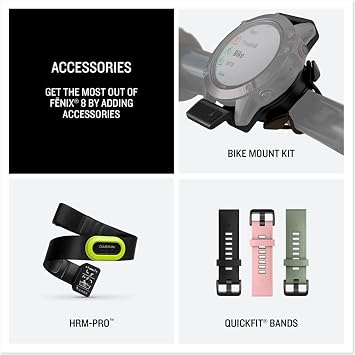 Garmin Fenix 8 47mm Amoled Gri Akıllı Saat | LED El Feneri, Dalış Dereceli, Hoparlör ve Mikrofon, 32GB, Kayrak Gri ve Siyah Bant