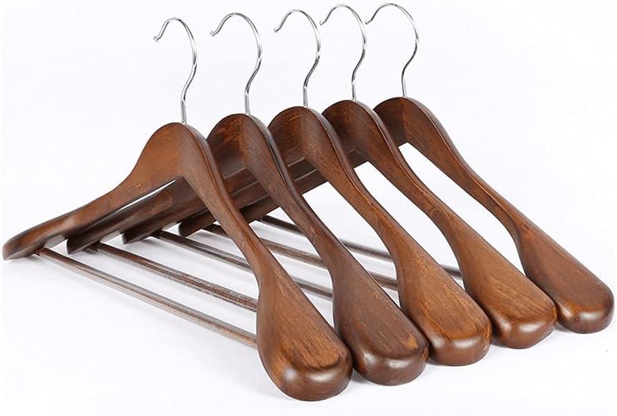 Luxury Solid Wood Suit Hangers – Extra Wide Shoulder Coat Hangers with 360° Swivel Hook | Heavy Duty Wooden Clothes Hangers for Blazers, Jackets & Wardrobe Organization (12, Walnut)-image-43