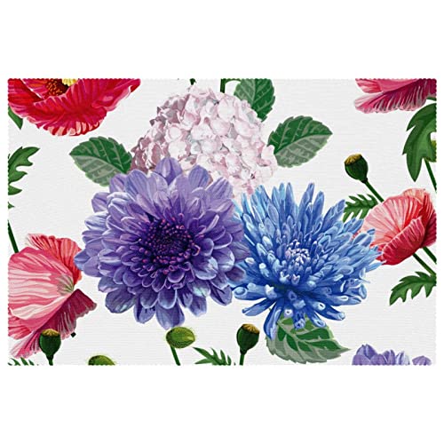 Sets de table aquarelle florale (lot de 4) - Protections de table lavables - 2