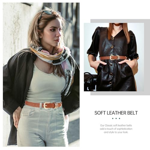Long Keeper Women Leather Belt Fashion Ladies Waist Belt for Pants Jeans Dresses With Gold Buckle Vegan Leather Casual Belt4
