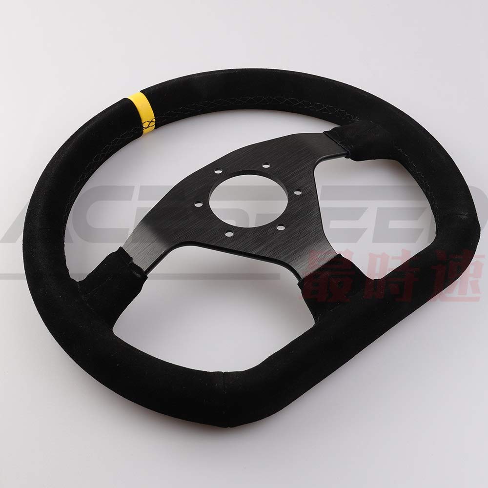 Volante da Corsa Corsa Drift Camoscio volante Stringa nera 320/12.5Inch Telaio in alluminio ruote Steeing