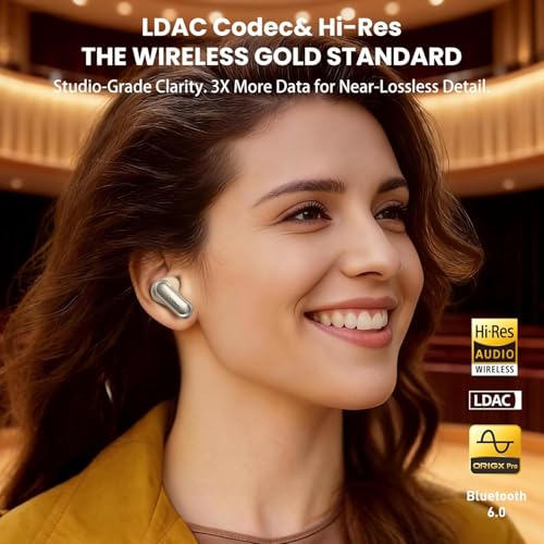 Image of TOZO NC20 Active Noise Cancelling Wireless Earbuds LDAC Hi-Res Bluetooth | 6 Mics AI Call Ear Buds 80H Playtime, Dual Pairing, 32 EQ via App, IPX8 Waterproof, Wireless Charging Case Titanium Gold