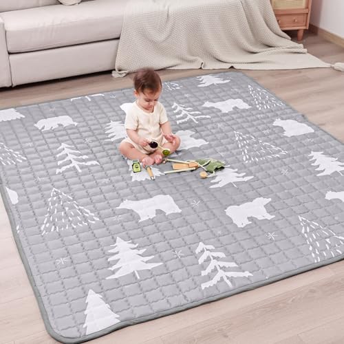 Image of MHOMER Baby Play Mat 50X50 - Thick and Soft Tummy Time Mat Playpen mat for Floor Non-Slip Premium Quality for Babies and Toddlers Comfort and Safety Portable and Machine Washable(Bear)