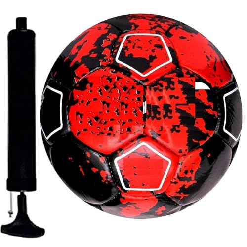 Image of Size 5 Football with Pump & Pin | PVC Leather Training Soccer Ball for Ground, Turf & Street Play | High Grip & Air Retention for Kids, Youth & Adults