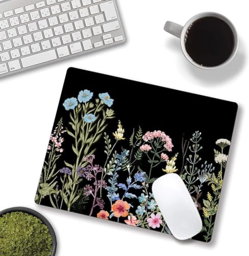 Image of Premium-Textured Mouse Pad, Non-Slip Rubber Base Mousepad for Laptop, Computer & PC, 9.5x7.9 in - Enhanced Precision, Ergonomic Comfort, Ideal for Gaming & Office (Weeds)