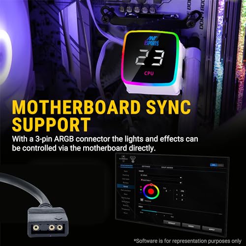 Ant Esports ICE Glow 240 ARGB 240mm ARGB Liquid Cooler/AIO with Display and ARGB Tubes - White | Support Intel & AMD CPU Socket AM5, AM4, AM3,... - Image 4