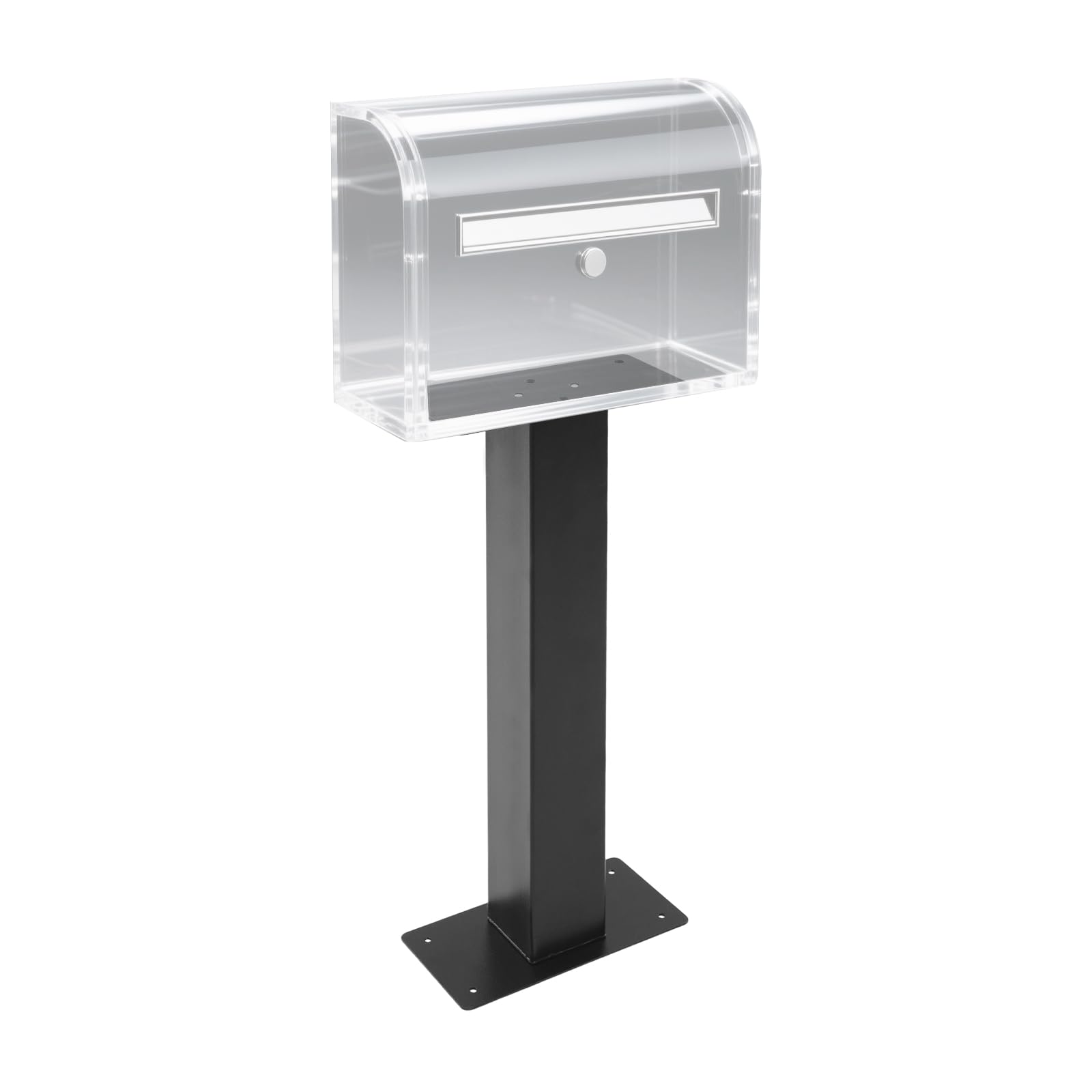 Supporto per cassetta delle lettere, montaggio a pavimento, nero, in acciaio al carbonio, portata 50 kg, resistente alle intemperie, adatto per cassette delle lettere standard DHL, con materiale di