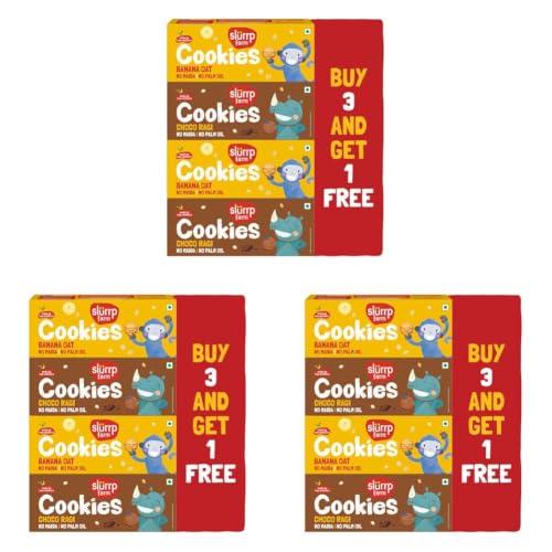 Image of Slurrp Farm No Maida No Refined Sugar Banana Oat and Choco Ragi Cookies | Buy3Get1 Free | Healthy Cookies Biscuit Made With Multigrains | Perfect for tiffins, travel or snack time | Pack of 12 x 80g