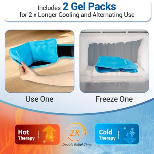Image of Comfytemp Ankle Ice Pack Wrap Brace for Swelling, Foot Pain Relief, 2 Gel Packs for Injuries Reusable, Hot Cold Compress Therapy for Plantar Fasciitis Relief, Heel Spur, Achilles Tendonitis, Swelling