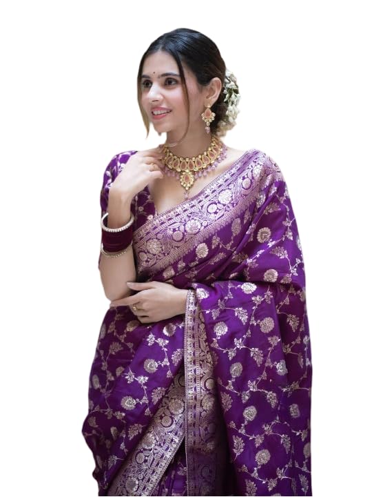 Image of Flosive Women's Soft Kangivaram Silk Saree With Copper Zari Weaving With Boluse