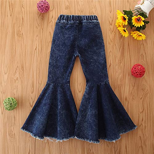 Girls Waist High Bell Kids Solid Denim Toddler Baby Bottoms Jeans Girls Pants3