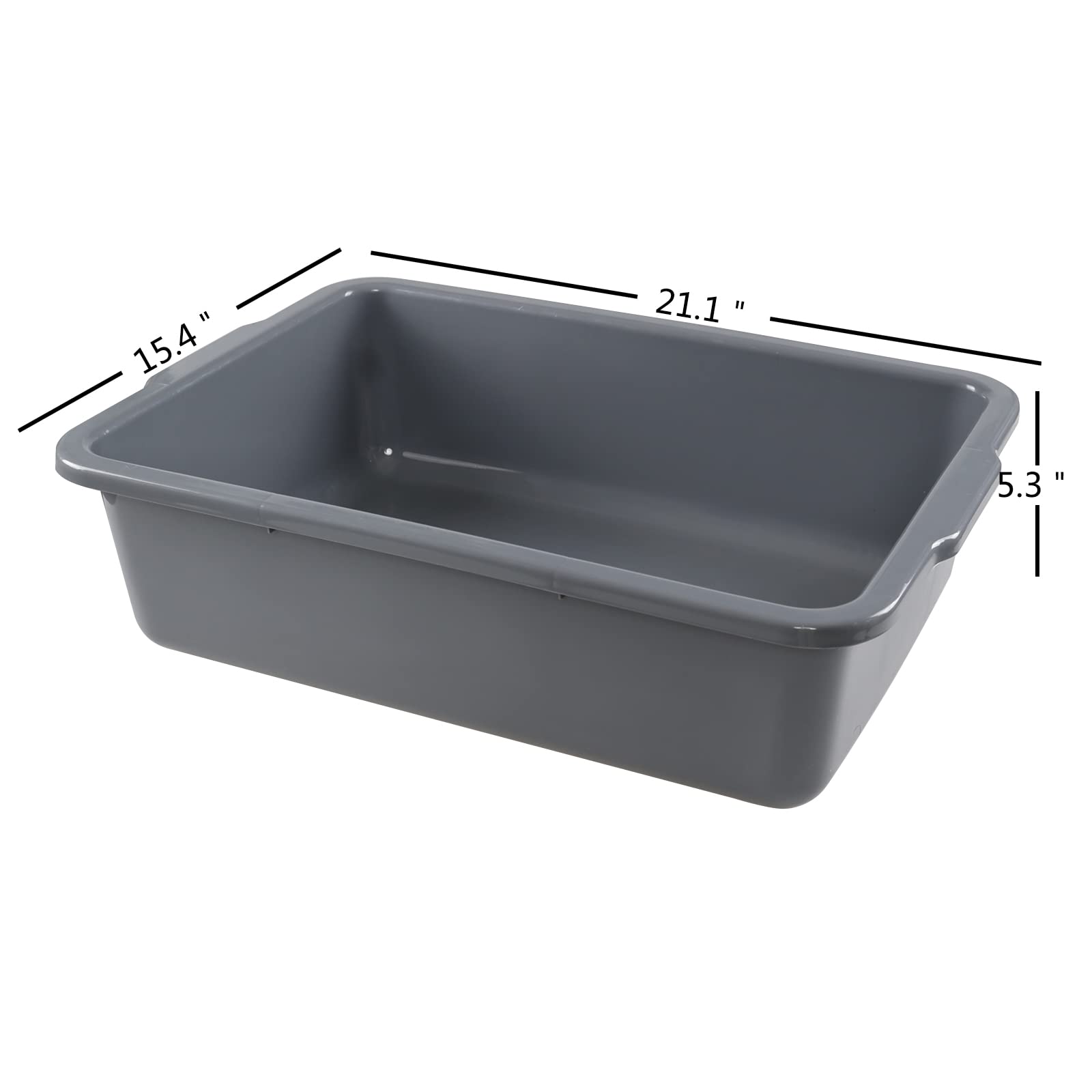 Drephia 4 Pack Commercial Bus Boxes, 23 L Plastic Bus Tubs, Gray
