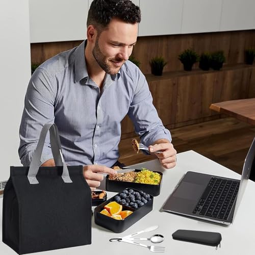 Travel Utensils Set with Silicone Case, Stainless Steel Silverware Set for Work Lunch Camping Picnic, Portable Cutlery Set on the Go, Easy to Clean (Black) — view 2