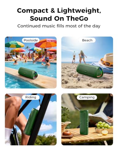 Image of Bluetooth Speaker, 20W HD Sound, Portable Wireless, IPX5 Waterproof, Up to 24H Playtime, TWS Pairing, for Home /Party /Outdoor /Camping /Beach Essentials, Electronic Gadgets, Birthday Gift (Green)