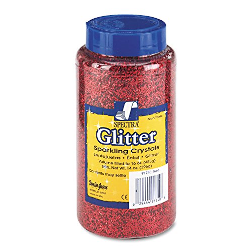 Pacon 91740 Spectra Glitter.04 Hexagon Crystals, Red, 16 oz Shaker-Top Jar