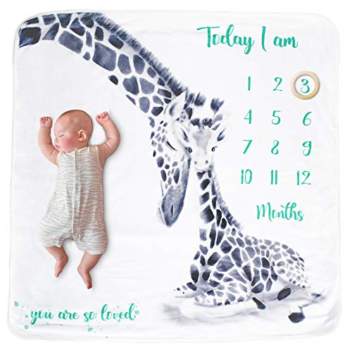 Eco Baby Planet™ Baby Luxury Milestone Blanket Girl & Boy - Includes Milestone Cards & Wooden Ring Marker - Monthly Fleece Blanket, Eco-Friendly Teether Marker, Card Set Eco Baby Planet™ Baby Luxury Milestone Blanket Girl & Boy - Includes Milestone Cards & Wooden Ring Marker - Monthly Fleece Blanket, Eco-Friendly Teether Marker, Card Set
