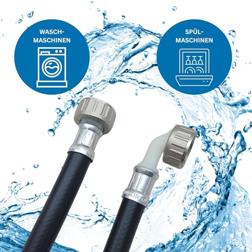 LICHTBLAU Warmwasserschlauch 1,5 m Waschmaschine & Spülmaschine – 3/4 Zoll Zulaufschlauch mit Metallgewinde – bis 90 °C, Winkelanschluss, Wasserzulaufschlauch universal