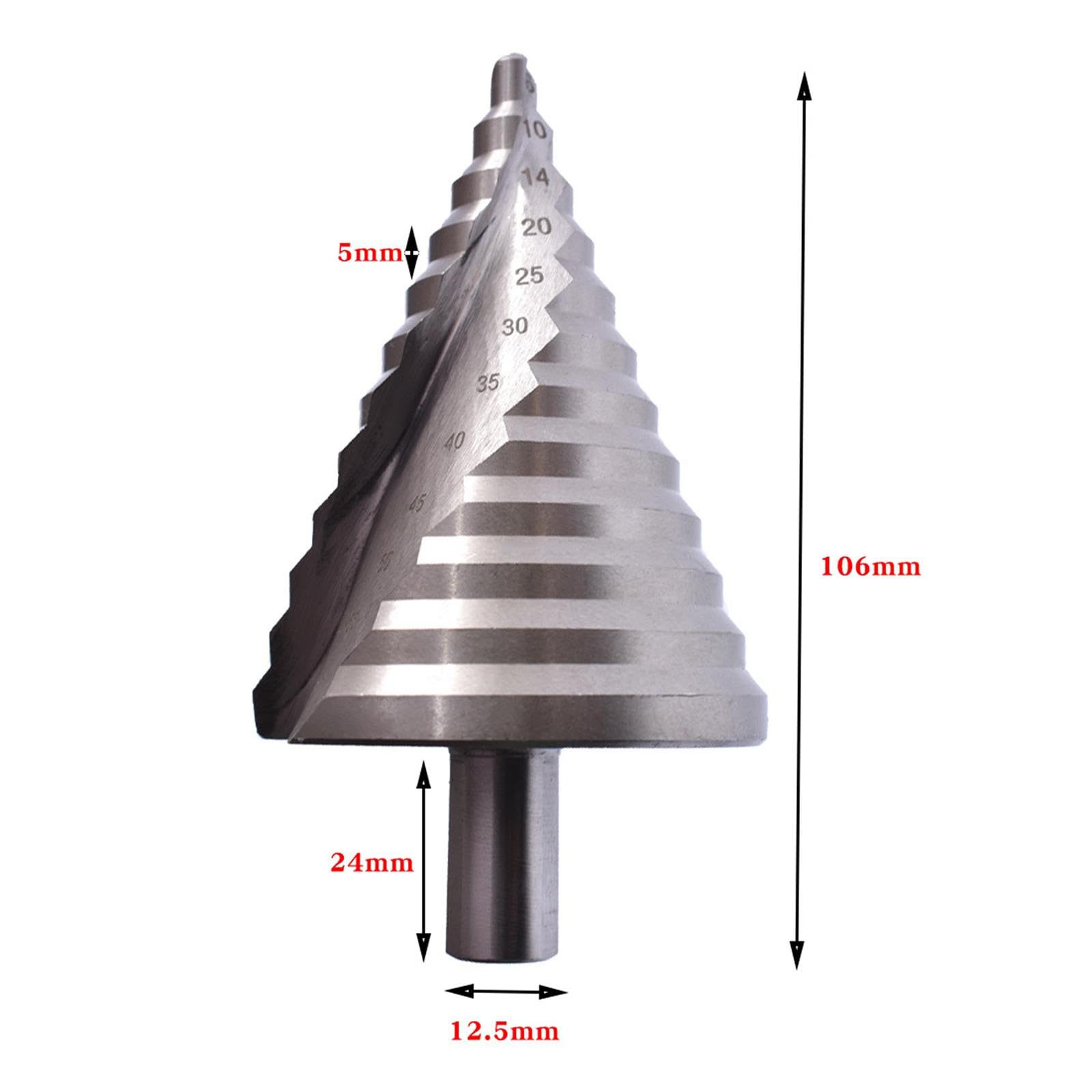 Broca Escalonada HSS de 6-60 Mm, Accesorio para Tablones, de Hierro Y Paneles Aislantes.