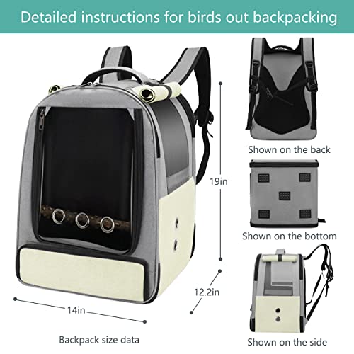 Sysmashing Bird Backpack Carrier,Bird Travel Cage Backpack With Tray And Standing Perch,Feeding Tank,Waterproof Pad,Used For Parakeets,Hornbirds,Lovebirds,Small And Medium-Sized Bird #TOP3