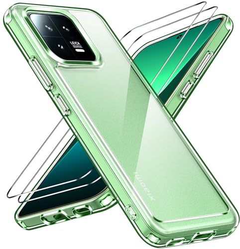 ivoler Nie Vergilbung Klar Hülle für Xiaomi 13 5G, 1 Handyhülle mit 2 Stück Panzer Schutz Glas, [Militärischer Schutz] S...