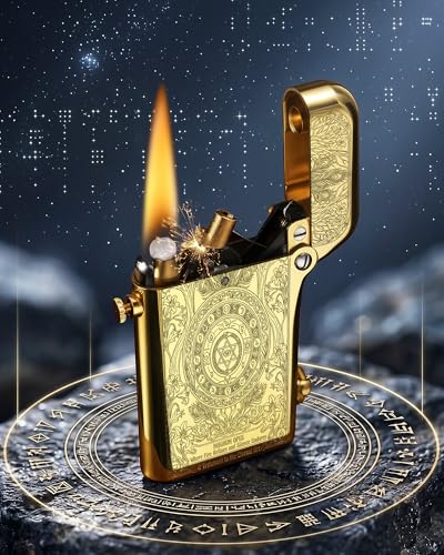 Encendedor clásico recargable THORENS de latón dorado miniatura 3