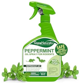 GoneNaturally Peppermint Oil Rodent Repellent Spray — Pet & Kid Safe — Indoor/Outdoor Mouse, Rat & Squirrel Deterrent for Home, Garage, Attic, RV & Car Engines (32oz)
