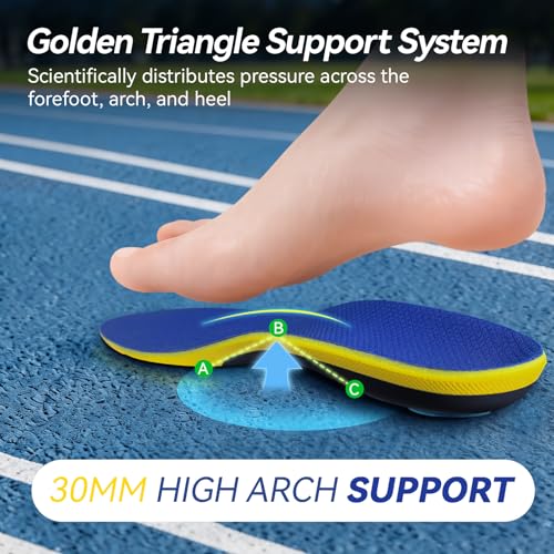 Image of Heavy Duty Support Pain Relief Orthotics - 230+ lbs Plantar Fasciitis Insoles, Medium Arch Support Insoles Men Women, Flat Feet Orthotic Insert, Work Boot Shoe Insoles - Shock Absorption Every Step(M)