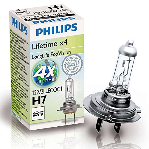 PHILIPS H7 12 V 55 W PX26d LongLife EcoVision 4x Lobger Life faros de coche bombilla individual