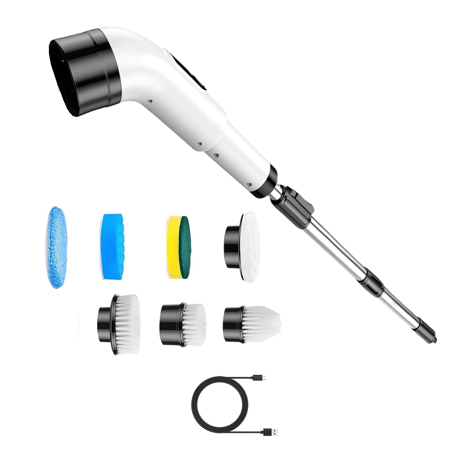 Oxxggkao Rechargeable Scrub Brush Electric Power Scrubber, 7 Heads, Extendable Handle for Bathroom Floor Seams and Grout Pad Home Care