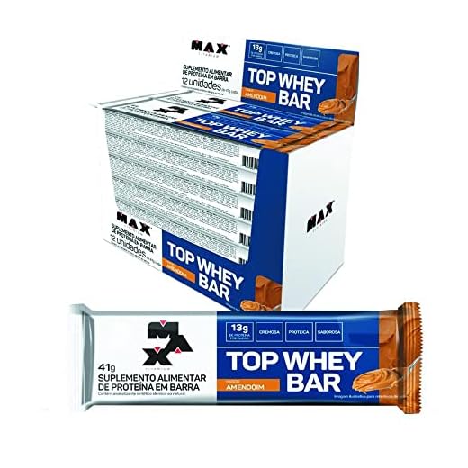 Top Whey Bar - 12 Unidades de 41g Amendoim - Max Titanium