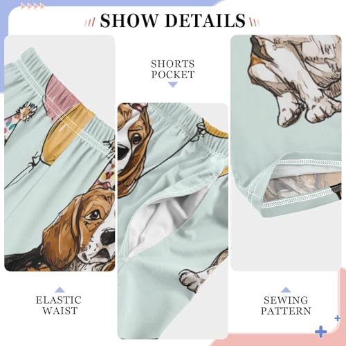 ZZXXB Beagle Happy Birthday Balloon Boys Long Pants Soft Trousers Elastic Waist Kids Lounge Bottoms with Pockets S-XL4