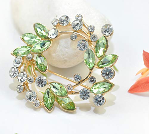 Image of Gyn&Joy Clear Crystal Rhinestone Floral Wreath Pin Brooch BZ005
