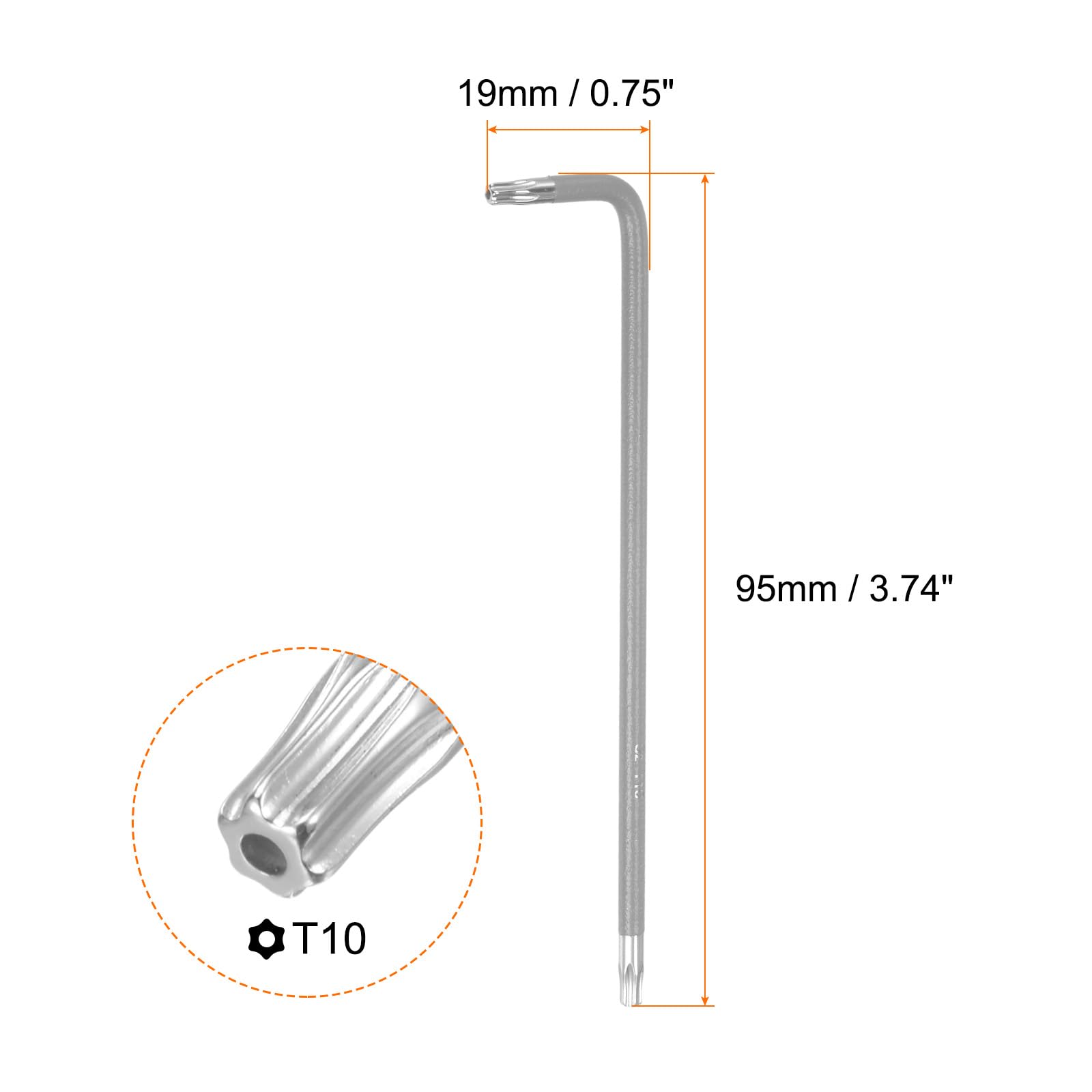 Sechskant-Torx-Schlüssel T20 – S2-Stahl, L-Form, Langer Arm Für Innensechskantschrauben