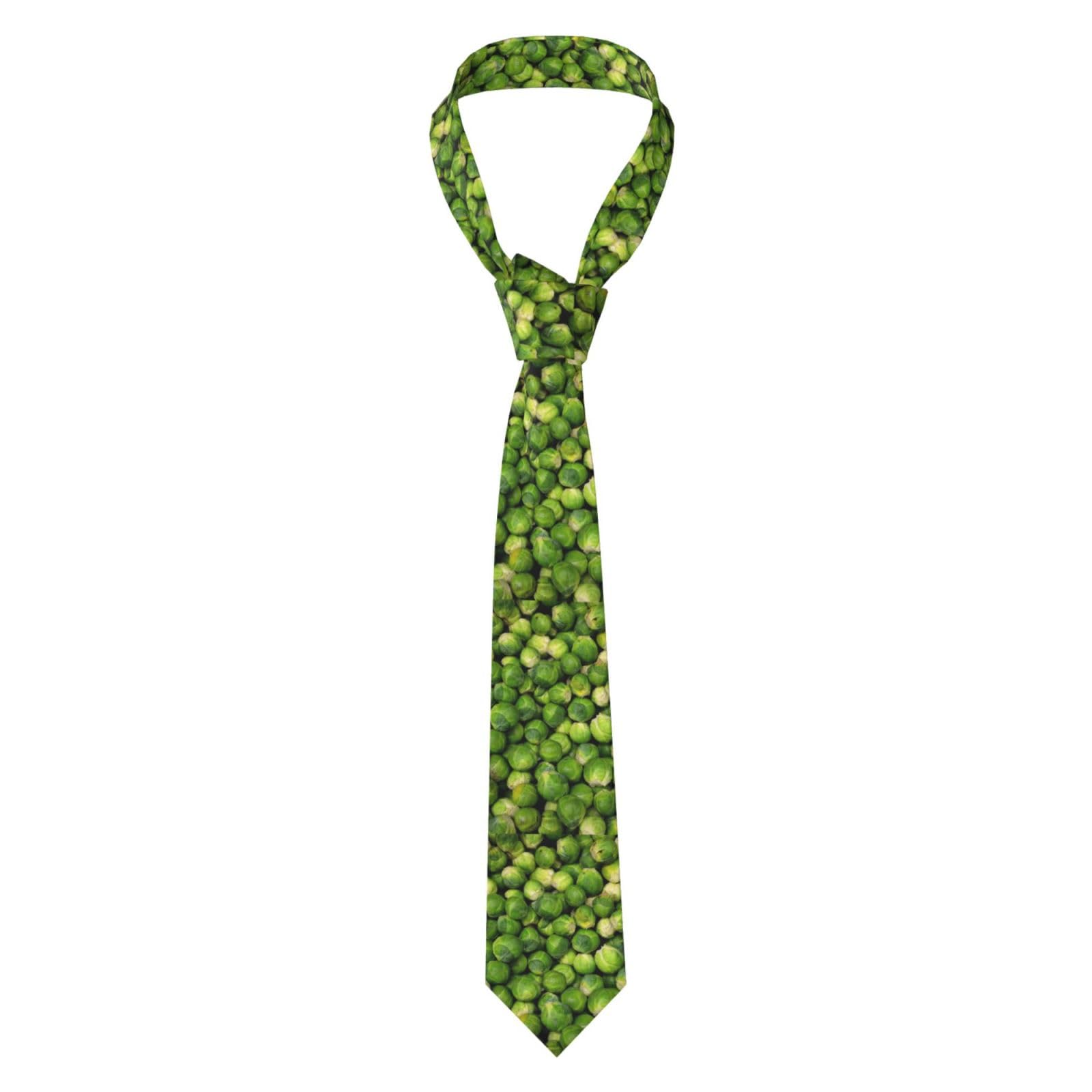 Poadnly Green Brussel Sprout Print, Neckties Mens Ties Polyester Novelty Skinny Tie For Wedding Party