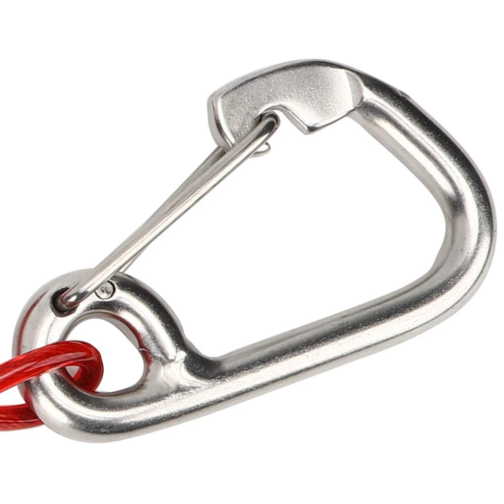 Laisse de Longe d'apnée, Corde de sécurité en Acier Inoxydable 316 Pro avec Mousqueton de Bracelet, Ligne de Vie sûre pour la Natation, la plongée en apnée et Les Sports