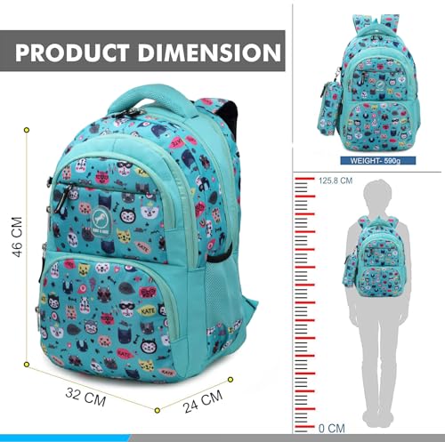 Image of Chris & Kate Premium 32 L Multi-Print School Bag for Boys Girls and Kids Spacious Interiors Casual Backpack Perfect for School, College, Everyday Use Includes Free Stationery Pouch and Rain Dust Cover