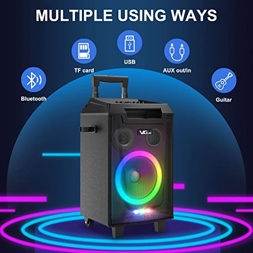 Vegue Karaoke Machine, Bluetooth Speaker Pa System For Adults & Kids With 2 Wireless Microphones, 8'' Subwoofer, Wireless Singing Machine For Christmas Party, Wedding, Gathering(Vs-0866) #TOP1