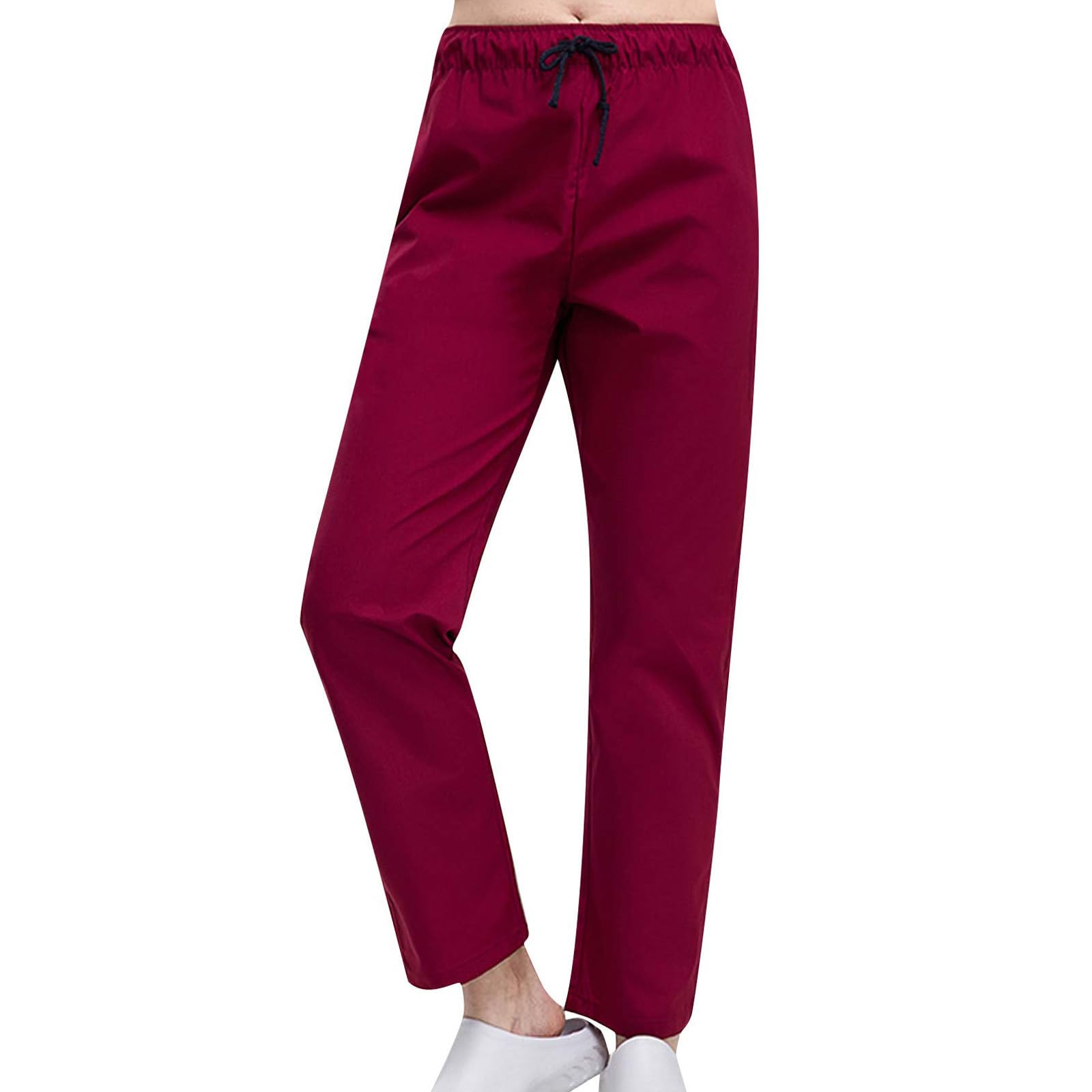 Lounge Pants for Women Loose Fit Straight Leg Long Pants Elastic Waist Drawstring Bootleg Pants Solid Casual Trousers