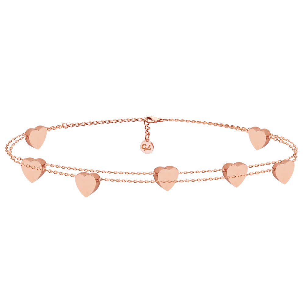 GD GOOD.designs EST. 2015Pulsera Corazón para Señoras I Pulsera Dama de Honor con Corazones de Filigrana - Ajustable I Pulsera Corazón Amistad en Oro - Plata - Oro Rosa