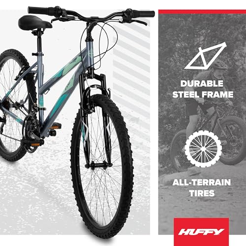 Image of Huffy Stone Mountain Bike for Men and Women, 20 inch /24 inch /26 inch, 6-Speed (20 inch) or 21-Speed, Front or Dual Suspension (Varies), Multiple Colors, Adjustable Saddle, Shimano Equipped, All-Terrain Tires
