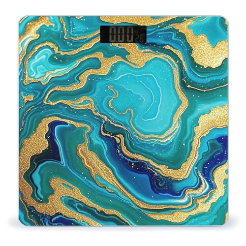 Báscula Digital de Baño Turquesa Azul Mármol Dorado miniatura 1