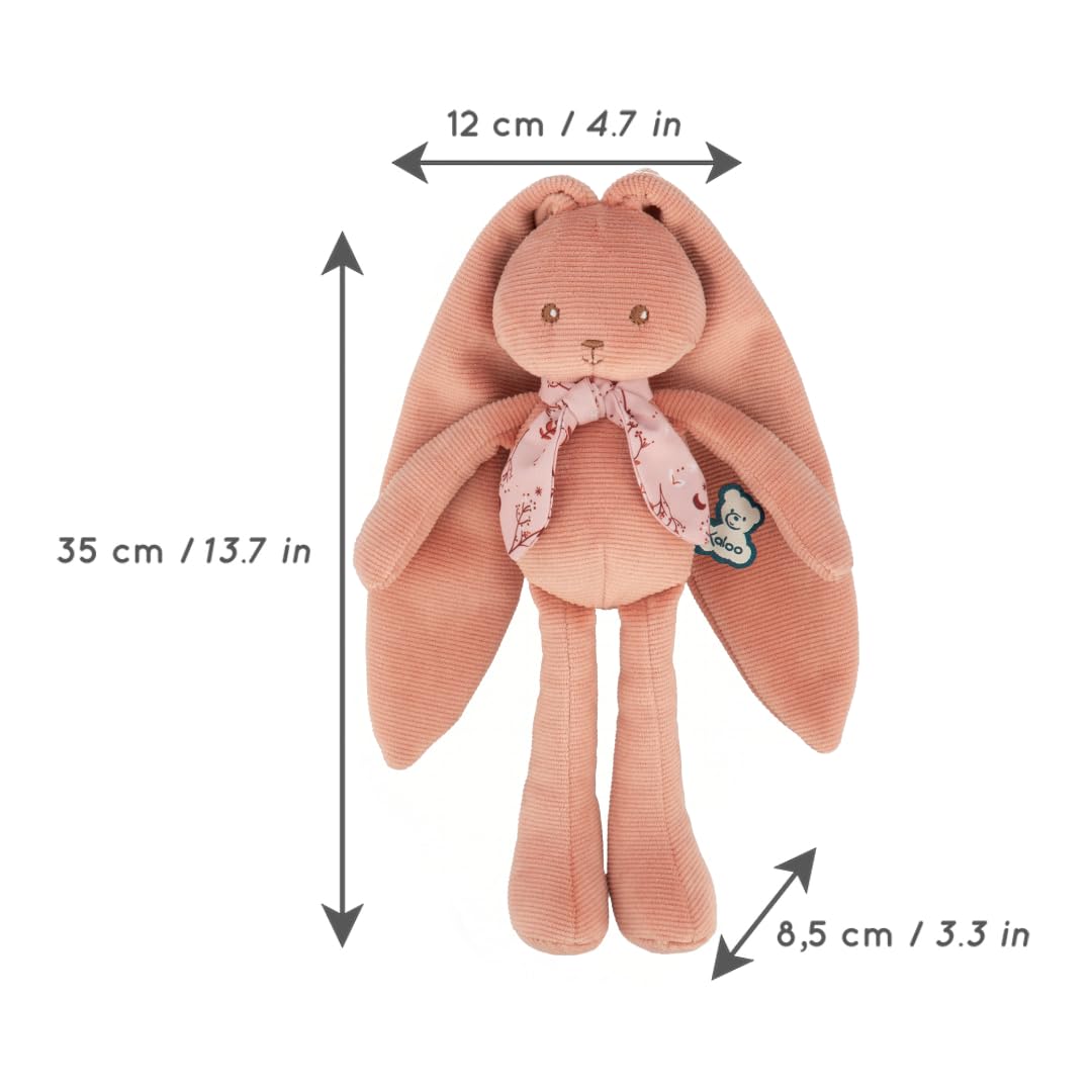 KALOO - Lapinoo - Doudou Coniglio - Peluche in Velluto a Coste per Neonato - 35 cm - Colore Terracotta - Materiale Ultra Morbido - Confezione Regalo - dalla Nascita, K972201