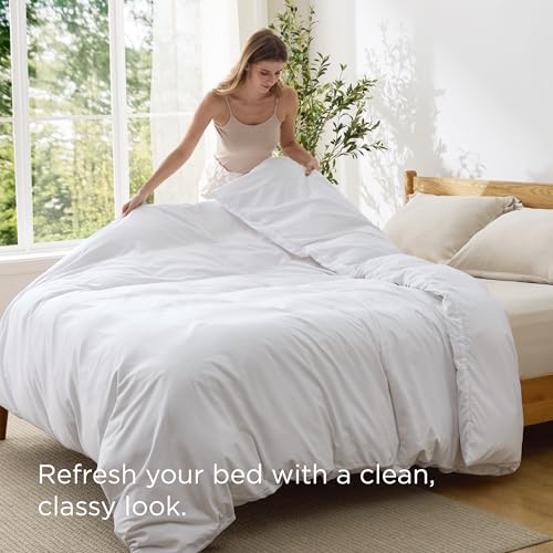 Image of Bedsure Duvet Cover Oversized King Size - Only Includes 1 Duvet Cover (120 inchx98 inch), Hotel Luxury Soft Double Brushed All Season Bedding, Zipper Closure, White (No Comforter, No Pillow Shams)