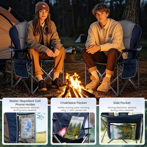 Foristrail Oversized Camping Chair Heavy Duty 500LB - Portable Folding Chair with Cooler Bag, Cup Holder & Waterproof Phone Case for Adults, Beach, Hiking, Backyard の商品画像 2