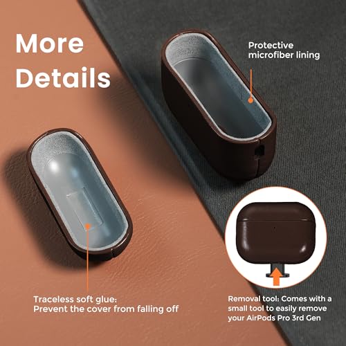 Image of for AirPods Pro 3 Case 2025, Handcrafted 100% Geniune Leather Cover | Vintage Oil-Waxed Leather Protective Case with Lanyard, Silky Smooth Touch, Wireless Charging, for Apple AirPods Pro 3rd Gen