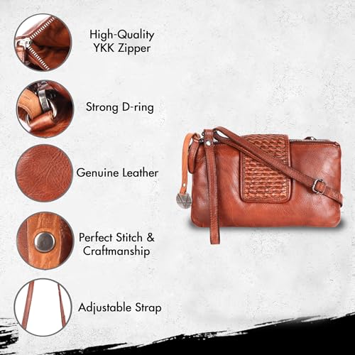 Genuine Leather Crossbody Sling Bag for Women - Trendy Casual Office Bag with Adjustable Strap2
