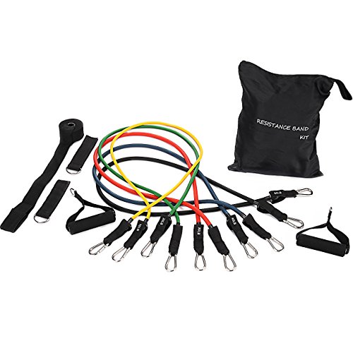 ANSTA Kit de cinturón de Resistencia al Ejercicio, Tubo de Resistencia Inferior a 150 Libras, 5 Tubos de Fitness, 2 Mangos, Correa de Tobillo, Ancla de Puerta Cover