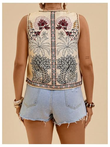 GORGLITTER Women's Plus Size Western Vest Tie Front Tops Boho Vintage Country Concert Rodeo Cowgirl Outfits Trendy 20252