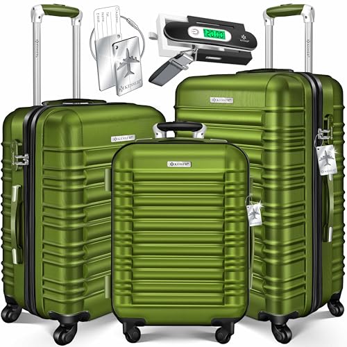 KESSER® Set de 3 valises à Coque Dure, Set de valises de Voyage, Trolley Valise, INCL. Balance de Valise + étiquette de Bagage, Valise à roulettes,...
